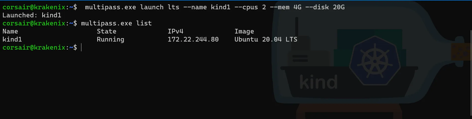 Multipass create new VM