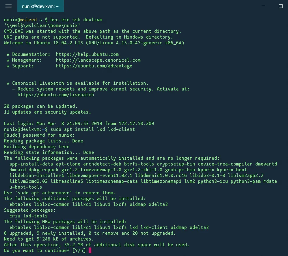 Installing LXD on ubuntu