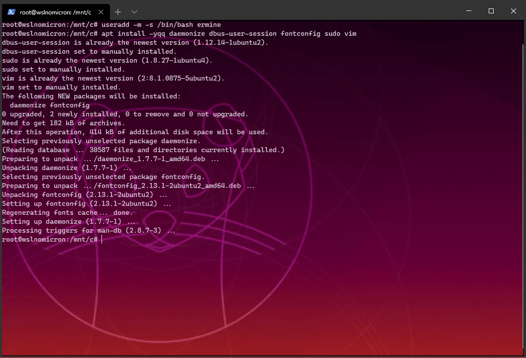 Adding a user and the SystemD required packages