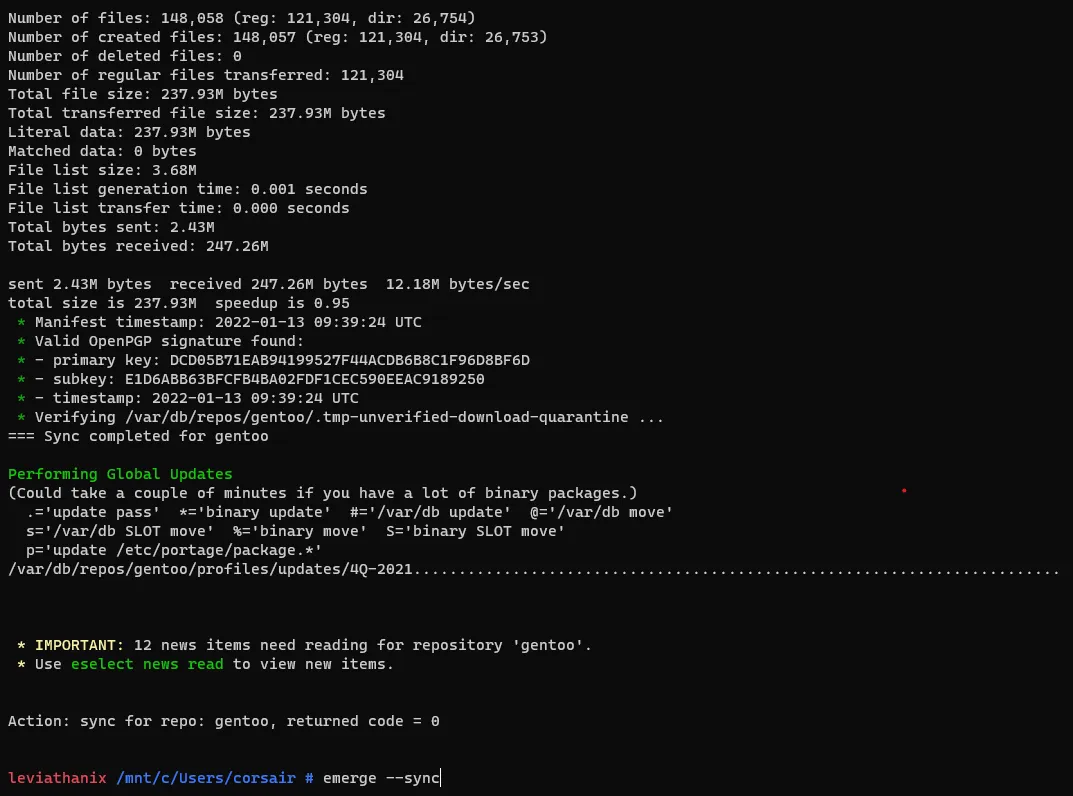 Gentoo update